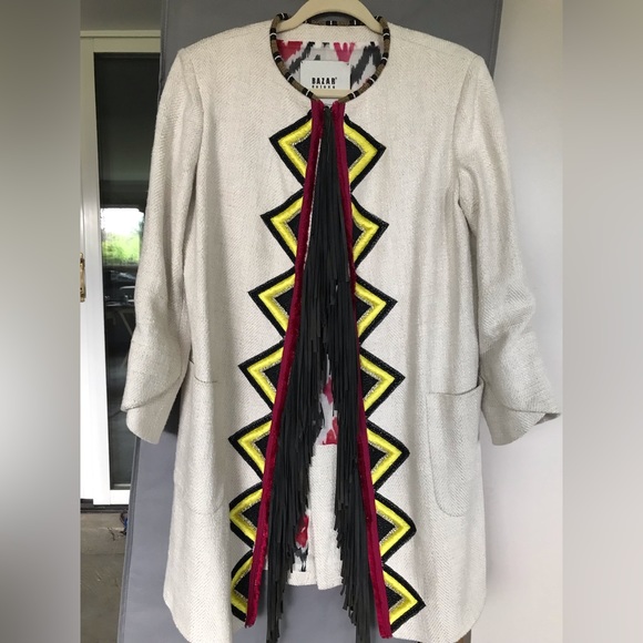 Bazar Deluxe jacket with fringe! Never worn, excellent condition, cream/colors. - Picture 4 of 7